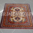 piccolo tappeto persiano lilian antico fondo avorio lana su cotone 57x57 cm