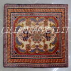piccolo tappeto persiano lilian antico fondo avorio lana su cotone 57x57 cm