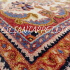 piccolo tappeto persiano lilian antico fondo avorio lana su cotone 57x57 cm