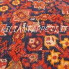passatoia lunga antica persiana motivo Fior di Hennè fondo blu lana su cotone 413x107