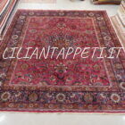 tappeto persiano khorasan mashad Firmato 352x303 cm fondo rosso floreale