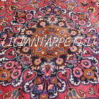 tappeto persiano khorasan mashad Firmato 352x303 cm fondo rosso floreale