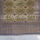tappeto pakistano kashmir lana su cotone usato 254x190 cm color verde avorio