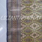 tappeto pakistano kashmir lana su cotone usato 254x190 cm color verde avorio