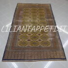 tappeto pakistano kashmir lana su cotone usato 254x190 cm color verde avorio