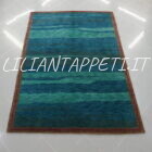 tappeto tibetano monocolore gabbeh verde in lana 203x140 cm
