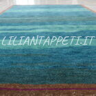 tappeto tibetano monocolore gabbeh verde in lana 203x140 cm