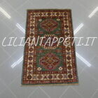 Scendiletti afghani orientali kazak verdi per camera da letto 128x78-126x79 cm