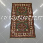Scendiletti afghani orientali kazak verdi per camera da letto 128x78-126x79 cm