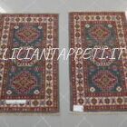 Scendiletti afghani orientali kazak verdi per camera da letto 128x78-126x79 cm