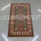 Scendiletti afghani orientali kazak verdi per camera da letto 128x78-126x79 cm