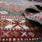 Scendiletti afghani orientali kazak verdi per camera da letto 128x78-126x79 cm