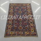 Antico Tappeto Caucaso Karagashli fondo blu in lana 188x124 cm