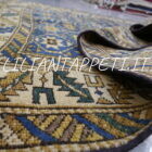 antico tappeto caucasico shirvan in lana 148x121 cm fondo azzurro