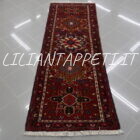 tappeto fondoletto persiano gharaje fondo rosso 210x74 cm lana su cotone