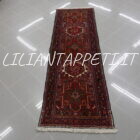 tappeto fondoletto persiano gharaje fondo rosso 200x63 cm lana su cotone