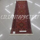 tappeto fondoletto persiano gharaje fondo rosso 200x63 cm lana su cotone