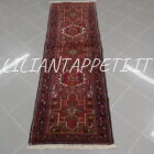 tappeto fondoletto persiano gharaje fondo rosso 200x63 cm lana su cotone