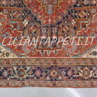 tappeto persiano heriz antico lana su cotone circa 1900 fondo rosso mattone 324x237 cm