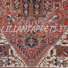 tappeto persiano heriz antico lana su cotone circa 1900 fondo rosso mattone 324x237 cm