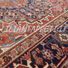 tappeto persiano heriz antico lana su cotone circa 1900 fondo rosso mattone 324x237 cm