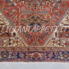 tappeto persiano heriz antico lana su cotone circa 1900 fondo rosso mattone 324x237 cm