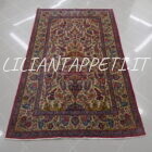 tappeto persiano keshan preghiera antico da salotto lana su cotone fondo avorio 215x130 cm