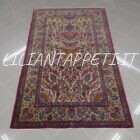 tappeto persiano keshan preghiera antico da salotto lana su cotone fondo avorio 215x130 cm