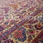 tappeto persiano keshan preghiera antico da salotto lana su cotone fondo avorio 215x130 cm