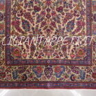 tappeto persiano keshan preghiera antico da salotto lana su cotone fondo avorio 215x130 cm