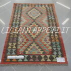 piccolo kilim afghano annodato a mano in lana 126x87 cm multicolore