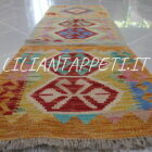 passatoia fondoletto kilim afghano in lana da corridoio multicolore 153x52 cm