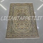 tappeto persiano nain 6fili fondo avorio extrafine misto seta firmato nain habibian 170x116 cm