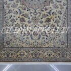 tappeto persiano nain 6fili fondo avorio extrafine misto seta firmato nain habibian 170x116 cm