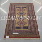 tappeto pakistano kashmir lana su cotone usato 183X124 cm color crema, giallo paglierino