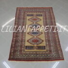 tappeto pakistano kashmir lana su cotone usato 183X124 cm color crema, giallo paglierino