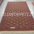 tappeto orientale bukhara russo salor da salotto 335x202 cm fondo color cammello e gul rossi