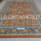 tappeto cinese samarkanda antico da salotto fondo salmone al collare di nubi in lana 280x187 cm