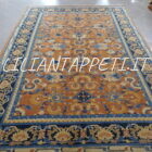 tappeto cinese samarkanda antico da salotto fondo salmone al collare di nubi in lana 280x187 cm