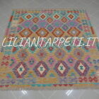 kilim afghano quadrato da salotto multicolore tutto lana 201x197 cm