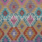 kilim afghano quadrato da salotto multicolore tutto lana 201x197 cm