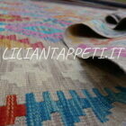 kilim afghano quadrato da salotto multicolore tutto lana 201x197 cm