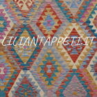 Kilim Afghano grande da salotto multicolore in lana 298x257 cm