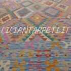 Kilim Afghano grande da salotto multicolore in lana 298x257 cm