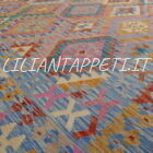 Kilim Afghano grande da salotto multicolore in lana 298x257 cm