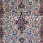 Tappeto persiano Kirman vecchio anni 50 in lana su cotone 284x183 cm fondo avorio con i fiori multicolori