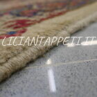 Tappeto persiano Kirman vecchio anni 50 in lana su cotone 284x183 cm fondo avorio con i fiori multicolori