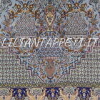 tappeto persiano kum da salotto fondo color azzurro 206x144 cm lana su cotone