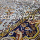 tappeto persiano kum da salotto fondo color azzurro 206x144 cm lana su cotone