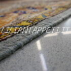 tappeto persiano kum da salotto fondo color azzurro 206x144 cm lana su cotone